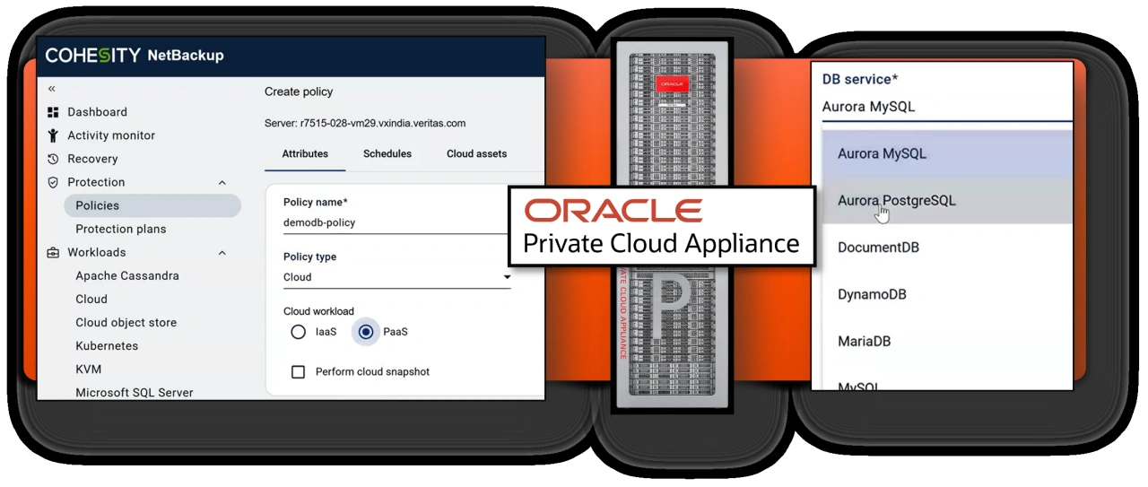 سیاست‌های حفاظت بارهای کاری ابری و Oracle Private Cloud Appliance در NetBackup